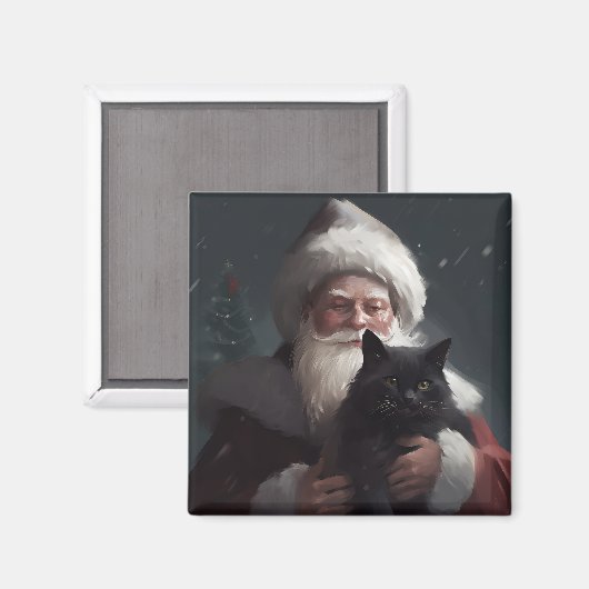 Aimant Tuxedo Chat avec Noël Festif du Père Noël (Recto/Verso)