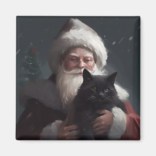 Aimant Tuxedo Chat avec Noël Festif du Père Noël (Devant)