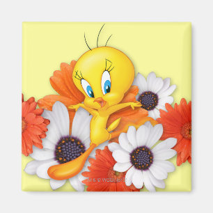 Aimant Tweety avec des marguerites