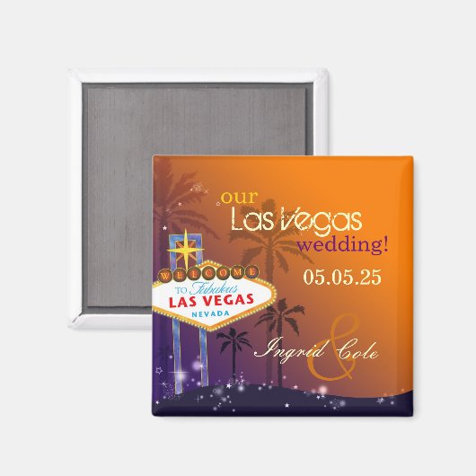 Aimant Twilight Las Vegas Mariage Enregistrer la date (Recto/Verso)