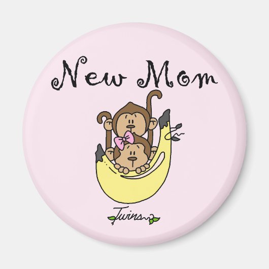 Aimant Twin Boy and Girl New Mom Tshirts (Devant)