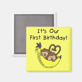 Aimant Twin Boys 1st Birthday Monkey Tshirts et cadeaux (Recto/Verso)