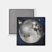 Aimant Twin Grail Spacecraft Orbitant La Lune. (Recto/Verso)