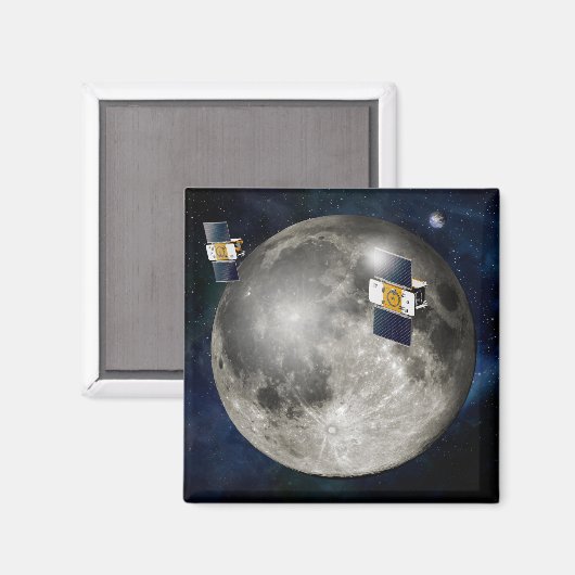 Aimant Twin Grail Spacecraft Orbitant La Lune. (Recto/Verso)