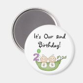 Aimant Twin Peas in a Pod 2e Anniversaire T-shirts et cad (Recto/Verso)