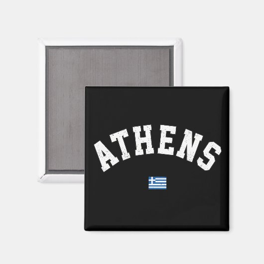 Aimant Typographie athlétique d'Athènes en détresse avec  (Recto/Verso)
