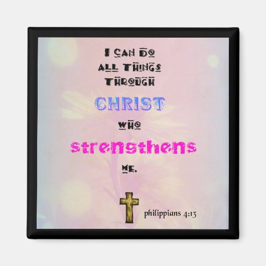 Aimant Typographie chrétienne inspirée de citation (Devant)