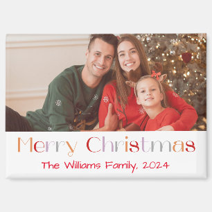 Aimant Typographie Colorée Joyeux Noël Photo de Famille