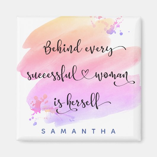 Aimant Typographie de l'aquarelle rose réussie (Devant)