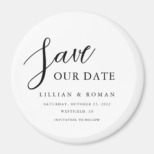 Aimant Typographie De Script Moderne Enregistrer La Date (Devant)