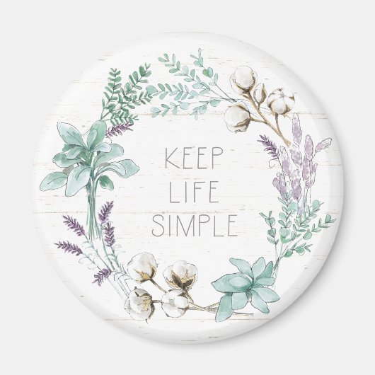 Aimant Typographie du coton - Garder la vie simple (Devant)