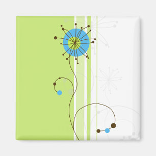 Aimant Typographie moderne simple à fleurs verte