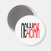 Aimant Typographie New-York-Noire-Rouge (Recto/Verso)