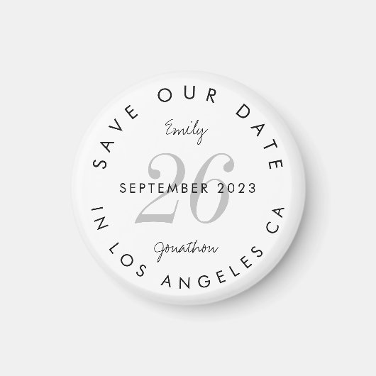 Aimant Typographie Noire Moderne Sauvez La Date (Devant)