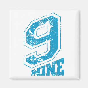Aimant Typographie Rétro Minimaliste bleu Numéro Neuf