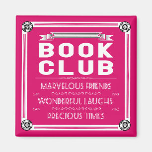 Aimant Typographie Vintage du club de lecture rose