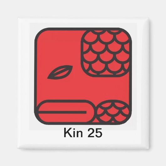 Aimant Tzolkin Serpente Vermelha Kin 25 (Devant)