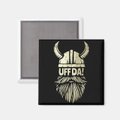 Aimant Uff Da Norwegian Quote Scandinavian Viking Helmet  (Recto/Verso)