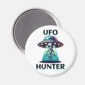 Aimant UFO Hunter | Ai Art avec UFO et Alien (Recto/Verso)