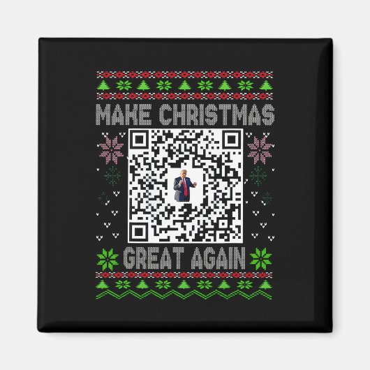 Aimant Ugly Christmas Funny Qr President Trump Dance Code (Devant)