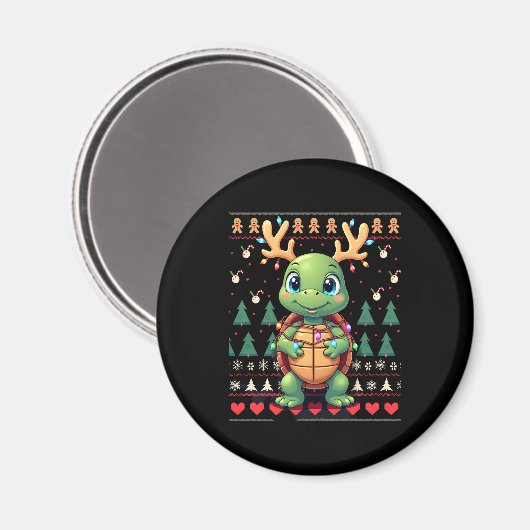 Aimant Ugly Xmas Sweater Style Lighting Turtle Christmas (Recto/Verso)