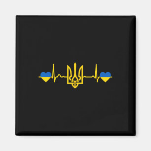 Aimant Ukraine Battement de coeur Drapeau ukrainien Tride