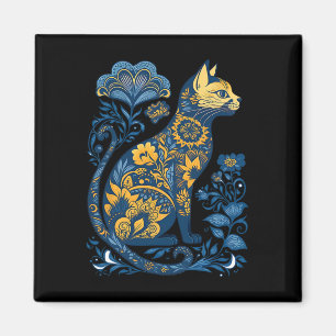 Aimant Ukraine Chat Floral Vintage Ukrainien Drapeau Et V