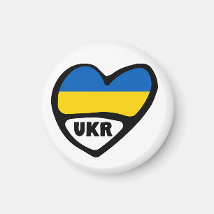 Aimant Ukraine Code de pays Coeur du drapeau, UKR