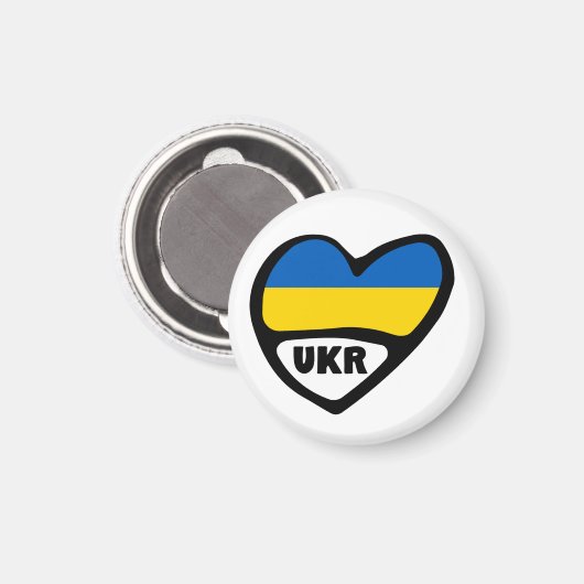 Aimant Ukraine Code Pays Coeur Drapeau, UKR (Recto/Verso)