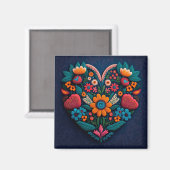 Aimant Ukraine Coeur des fleurs (Recto/Verso)