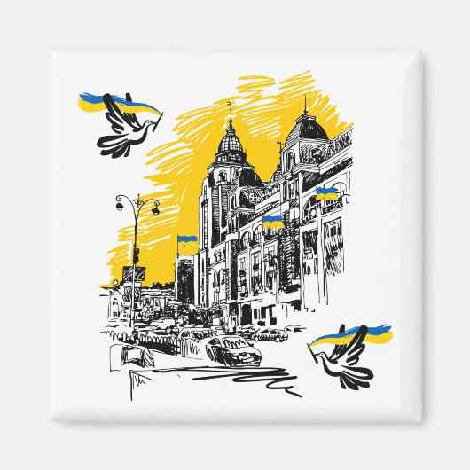 Aimant Ukraine dessin arrière - plan (Devant)