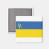 Aimant Ukraine - Drapeau avec trident (Recto/Verso)