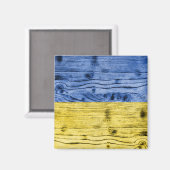 Aimant Ukraine drapeau bleu jaune motif de texture de boi (Recto/Verso)