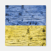 Aimant Ukraine drapeau bleu jaune motif de texture de boi (Devant)