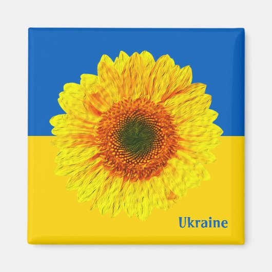 Aimant Ukraine Tournesol & drapeau ukrainien / Fleur (Devant)