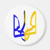 Aimant Ukraine Trident Bande bleue et jaune V2 (Devant)