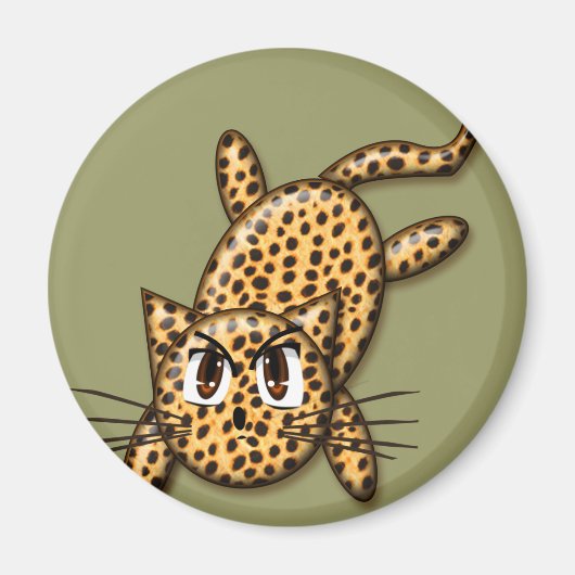 Aimant Ultra mignonne Anime Leopard Kitty (Devant)