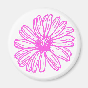 Aimant Ultra Rose Fleur de marguerite Impression, Hippie