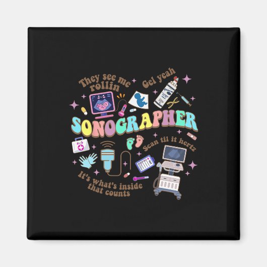 Aimant Ultrasound Tech Sonographe Journée nationale des i (Devant)