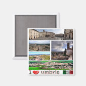 Aimant UMB004 UMBRIA I Love, Mosaic, Italie, Frigo (Recto/Verso)