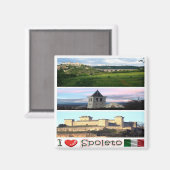 Aimant UMB014 SPOLETO I Love, Mosaïque, Ombrie, Réfrigéra (Recto/Verso)