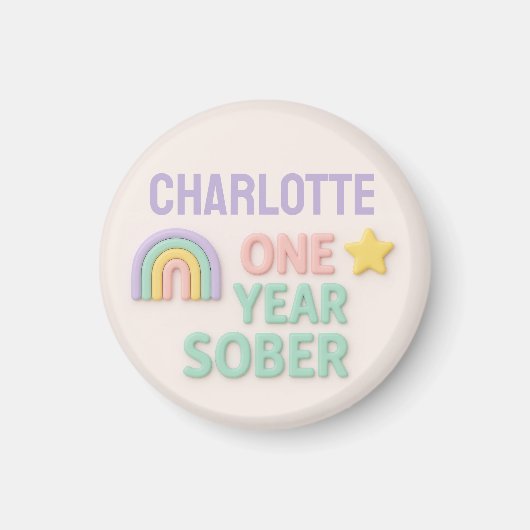 Aimant Un an Sober sobriété cadeau LGBT personnalisé AA (Devant)