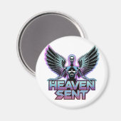 Aimant Un ange métallique brillant avec des ailes, concep (Recto/Verso)