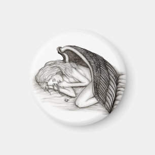 Aimant Un Angel endormi, noir et blanc