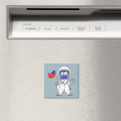 Aimant Un astronaute parasaurolophus tient le drapeau amé (In Situ (Lave-vaisselle))