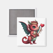 Aimant Un bébé Dragon Rouge Valentine (Recto/Verso)