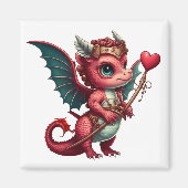 Aimant Un bébé Dragon Rouge Valentine (Devant)
