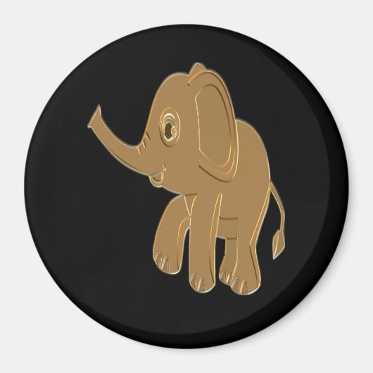 Aimant Un bébé éléphant en or regardant dans le ciel (Devant)