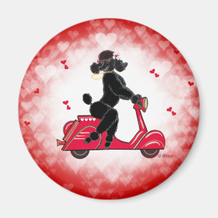 Aimant Un caniche noir au coeur rouge