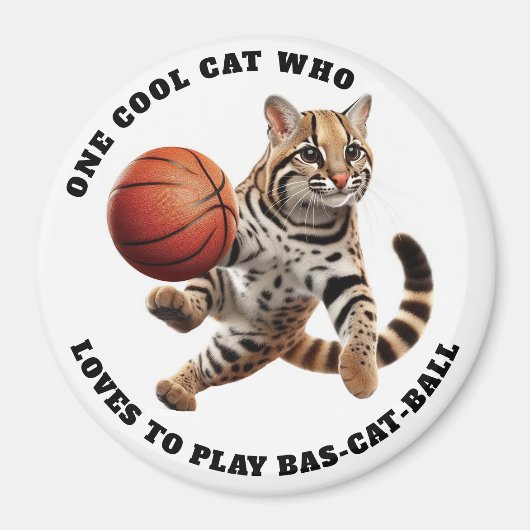 Aimant Un chat Cool qui aime jouer au Bas-chat-ball (Devant)